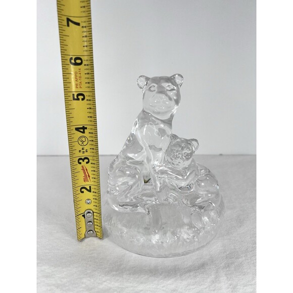 Vintage Lioness and Cub Figurine Royal Lead Crystal Rock Art Deco Italian Glass - Picture 7 of 9